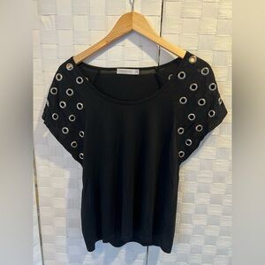 MINKPINK Black Top with Silver Eyelets